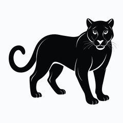 Sleek Black Panther Illustration A Striking Depiction of Wildlife and Feline Grace in a Minimalist Design Aesthetic