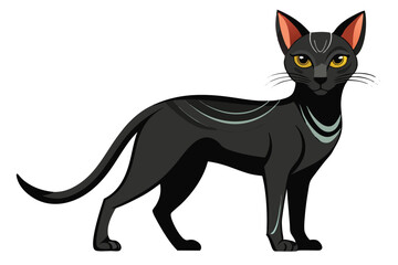Elegant Black Cat with Striking Yellow Eyes An Artistic Rendition of a Graceful Feline Companion