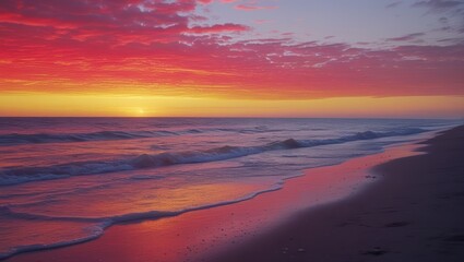 Beautiful beach sunset ocean waves seascape nature photography stock image view