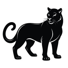Elegant Silhouette of a Black Panther A Symbol of Grace, Power, and Wildlife Majesty in Graphic Design