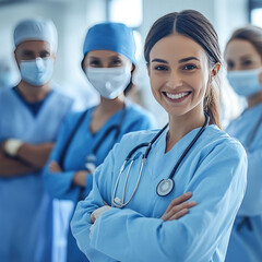 young indan female nurses standing in hospital