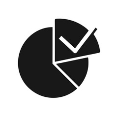 black silhouette of a pie chart with checkmark on .svg