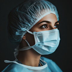 young indian nurse wearing surgical cap