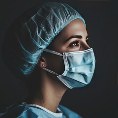 young indian nurse wearing surgical cap
