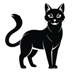 Sleek Black Cat Illustration Elegant Feline with Graceful Posture Mysterious and Intriguing Design Symbolizing Charm and Independence