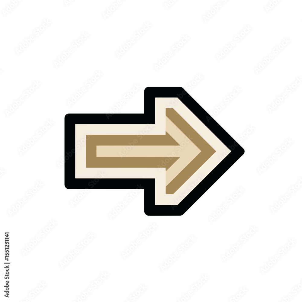 Poster brown pointer indicates direction forward navigation on isolated background orientation guide