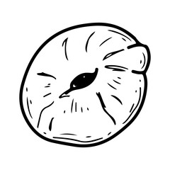 Fresh bagel. Hand drawn doodle vector. Baked tasty breakfast food. Bread ring. Confectionery round bun. Bakery cafe menu. Pastry. Illustration line art element.