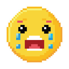 Pixel crying face