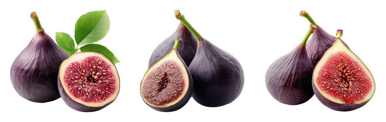 Fresh figs with leaves showcasing vibrant interior