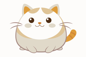 Adorable Cartoon Cat with Cream and Tan Coloring and Sweet Facial Expression, Perfect for Children's Illustrations or Animated Content