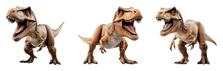 Realistic Tyrannosaurus Rex Dinosaur Models in Dynamic Poses