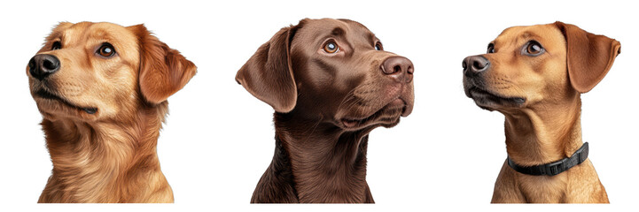 Three adorable dogs showcasing unique expressions