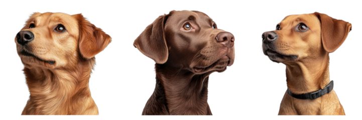 Three adorable dogs showcasing unique expressions