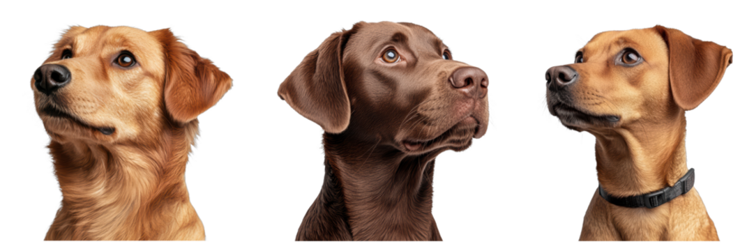 Three adorable dogs showcasing unique expressions