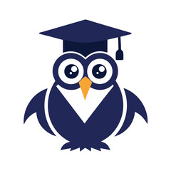 wise owl with graduation cap mascot logo icon on w.svg