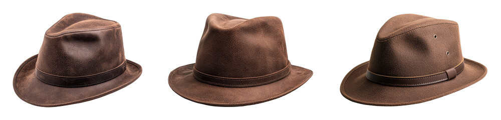 Collection of vintage brown fedora hats