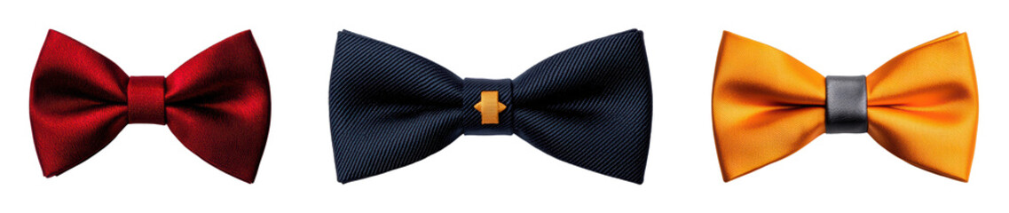 Elegant bow ties in vibrant colors on black background
