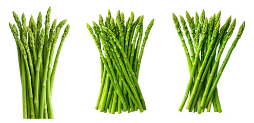 Fresh green asparagus bunches on a black background