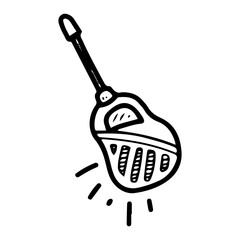 Police radio walkie talkie. Hand drawn doodle vector. Equipment for officer negotiations. Device for transmitting voice sound over a distance. Illustration line art element.