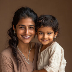 young indian mother and cute baby laughing