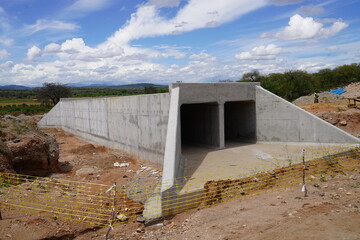 Precast Concrete Culvert Installation at morning