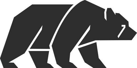 Bear or grizzly icon in logo style, grizzly icon in matte black color.