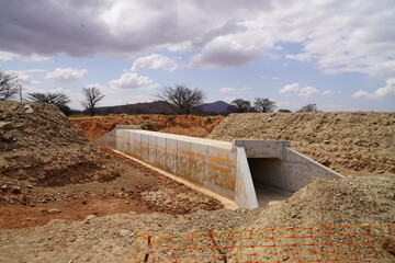 Precast Concrete Culvert Installation at morning