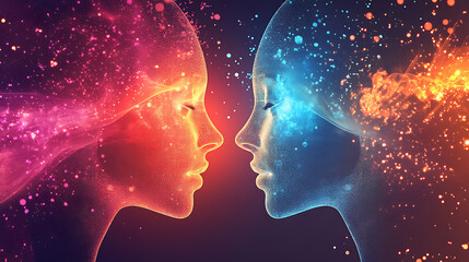 A computer chip with a blue and red design. The blue and red colors give the impression of a futuristic and high-tech device