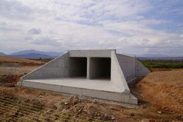Precast Concrete Culvert Installation at morning