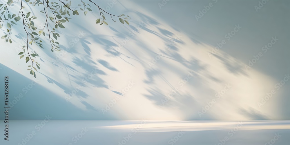 Poster soft shadows create a serene atmosphere in a tranquil space with gentle light filtering through leav