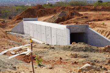 Precast Concrete Culvert Installation at morning