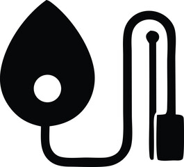 Stylized black and white illustration of a medical oxygen mask connected to a breathing tube and a portable oxygen tank