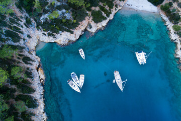 Aerial View of Yachts in Turkey