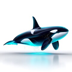 Orca leaping, glowing, abstract