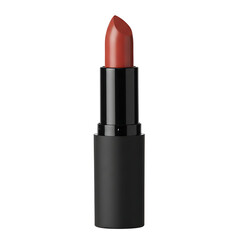 Obraz premium Elegant Matte Lipstick on Black Background Studio Shot showcasing rich auburn shade perfect for makeup advertising