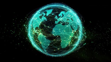 Fototapeta premium Planet earth rotating in space with futuristic network connections, representing global communication and technology