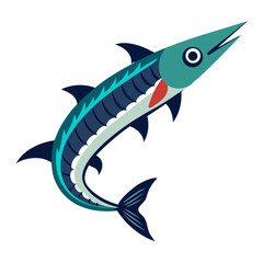 Barracuda Fish Vector Style On White