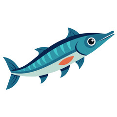 Barracuda Fish Illustration On White