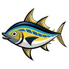 Bonito Fish Vector Style On White
