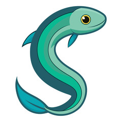 Eel Fish Vector Style On White