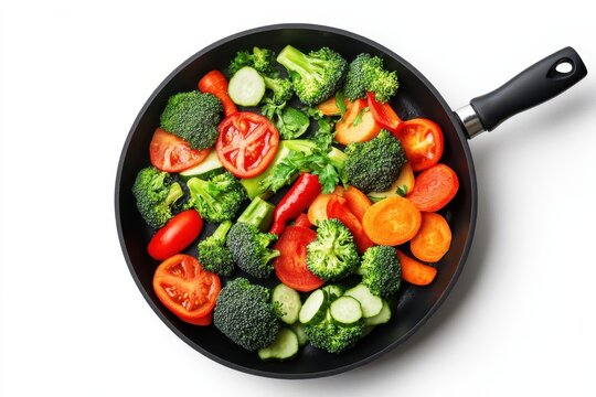 Fresh Vegetables Silhouette in a Pan on a Crisp White Background