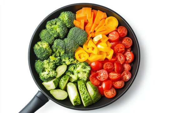 Freshly Sliced Vegetables in Silhouette on Crisp White Background