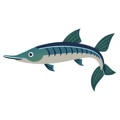 Stylized Sturgeon Fish Illustration