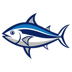 Powerful Tuna Fish Vector on White