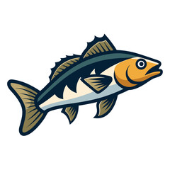 Sleek Walleye Fish Vector on White