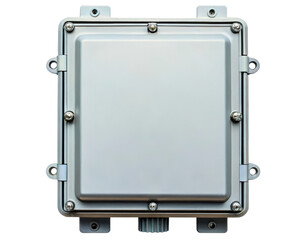 Durable waterproof electrical junction box for outdoor use on a transparent background