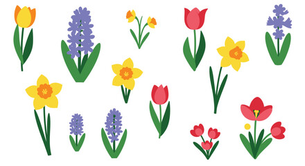 Stylized Cartoon Flower Collection – Vibrant and Playful Floral Illustrations for Kids, Decor, and Graphic Projects