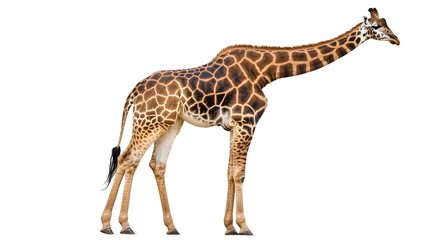 Obraz premium Photograph of a giraffe standing tall with distinctive patterned skin and long legs.