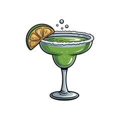 Classic margarita cocktail with lime wedge, perfect for beach or fiesta-themed designs.  