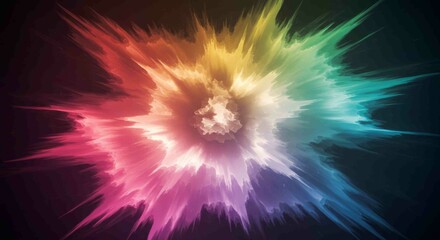 Exploding Rainbow Nebula Abstract Burst of Vibrant Colors and Energy.